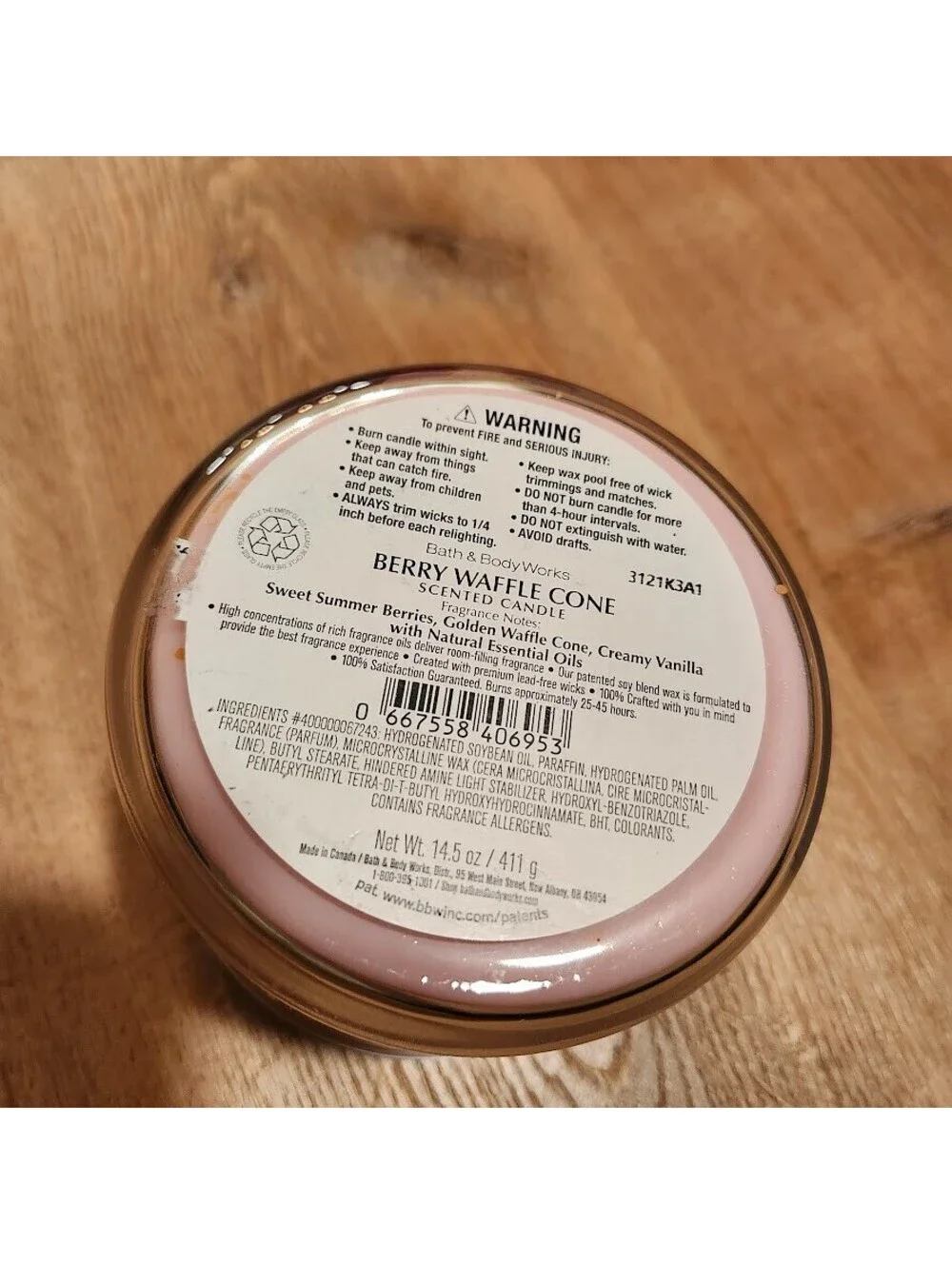Bath & Body Works  Candle - Berry Waffle Cone - 14.5 oz 3 Wick New